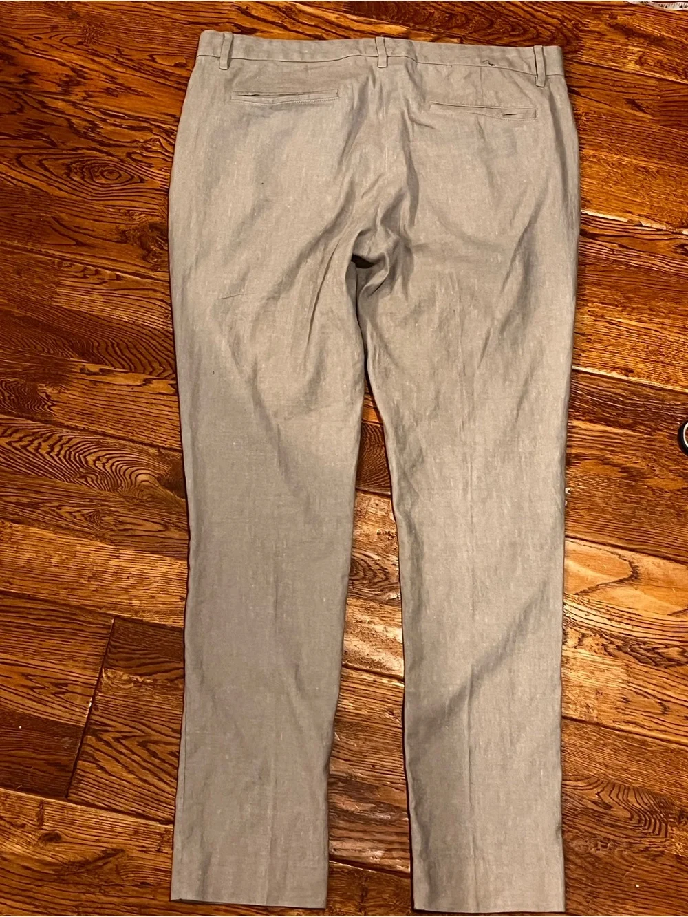 Fairlane Linen Cotton Stretch Natural Flat Front Slim Pants Men’s Lightweight